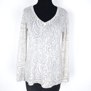 Vineyard Vines Superfine Merino Wool Animal Print V-Neck Sweater, size XS
